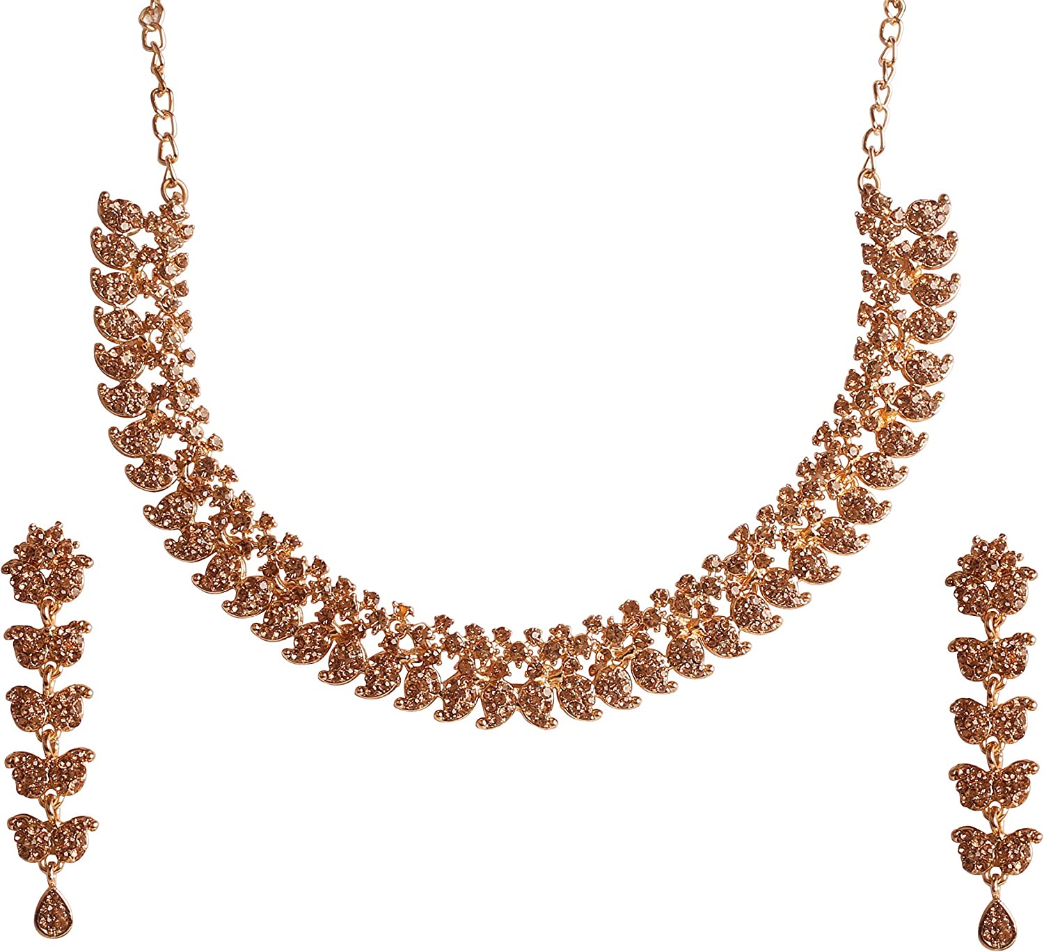 230816065235791_1 Touchstone Hollywood Glamour crystals rhinestones paisley motif grand jewelry necklace in antique gold or white tone for women - Image 1